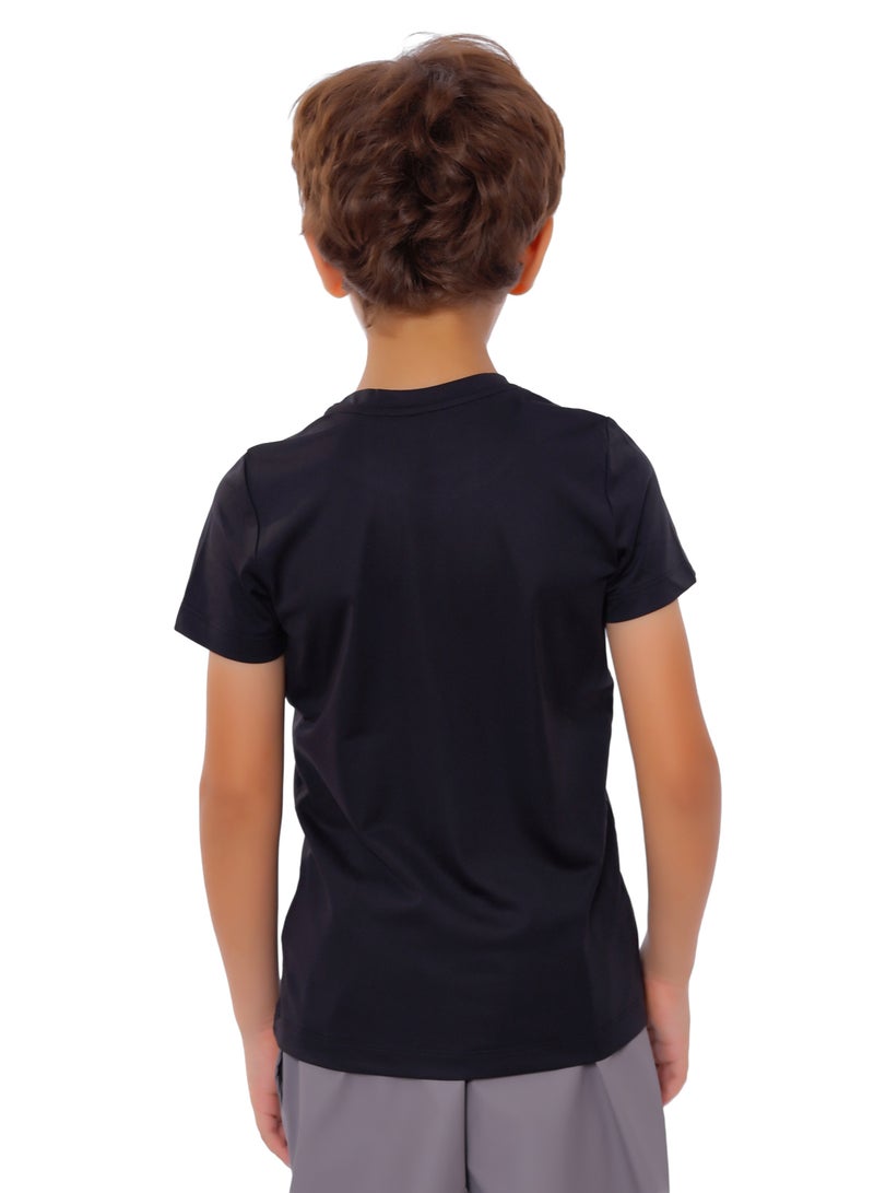ANJA Boys' Black Short Sleeve Sports T-Shirt – Breathable Fabric - Image 2