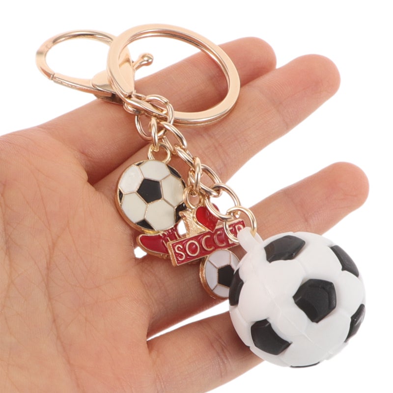 Football Keychain Soccer Ball Keychains for Boys Kids Metal Assorted Color Party Favors 4Pcs - Image 4