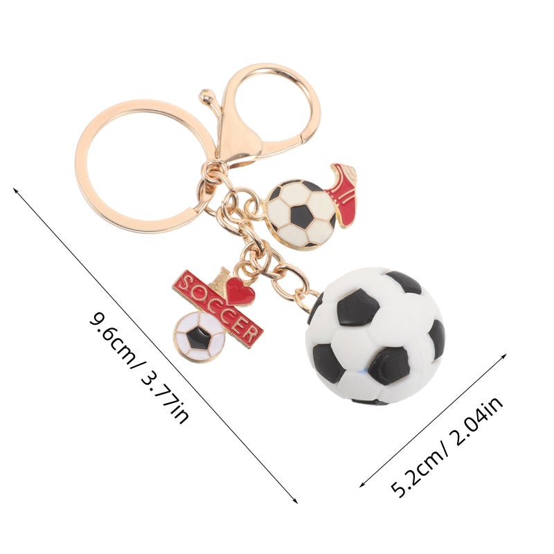Football Keychain Soccer Ball Keychains for Boys Kids Metal Assorted Color Party Favors 4Pcs - Image 2