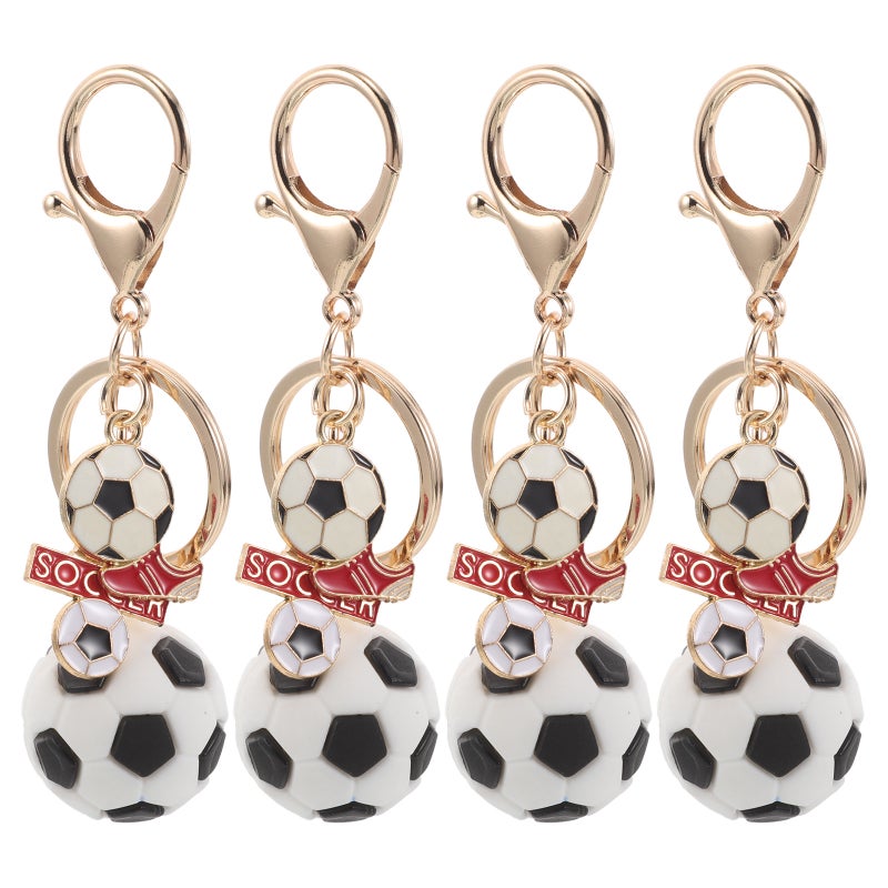 Football Keychain Soccer Ball Keychains for Boys Kids Metal Assorted Color Party Favors 4Pcs - Image 1