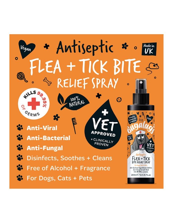 Bugalugs Antiseptic Flea & Tick Bite Relief Spray 200ml (6.8 fl oz) - Image 2