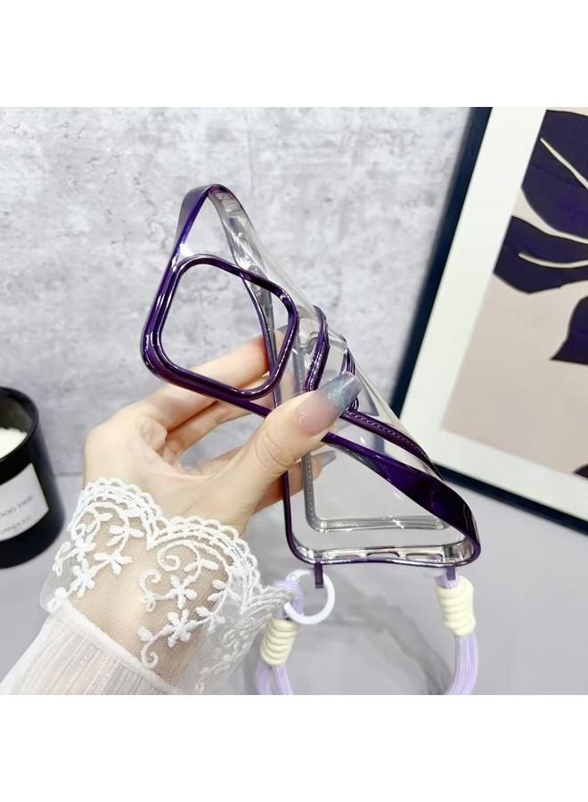 زبون جراب لهاتف iPhone 13 Pro Max مطلي بطبقة شفافة من مادة TPU مع فتحة للبطاقات وحزام - Image 4