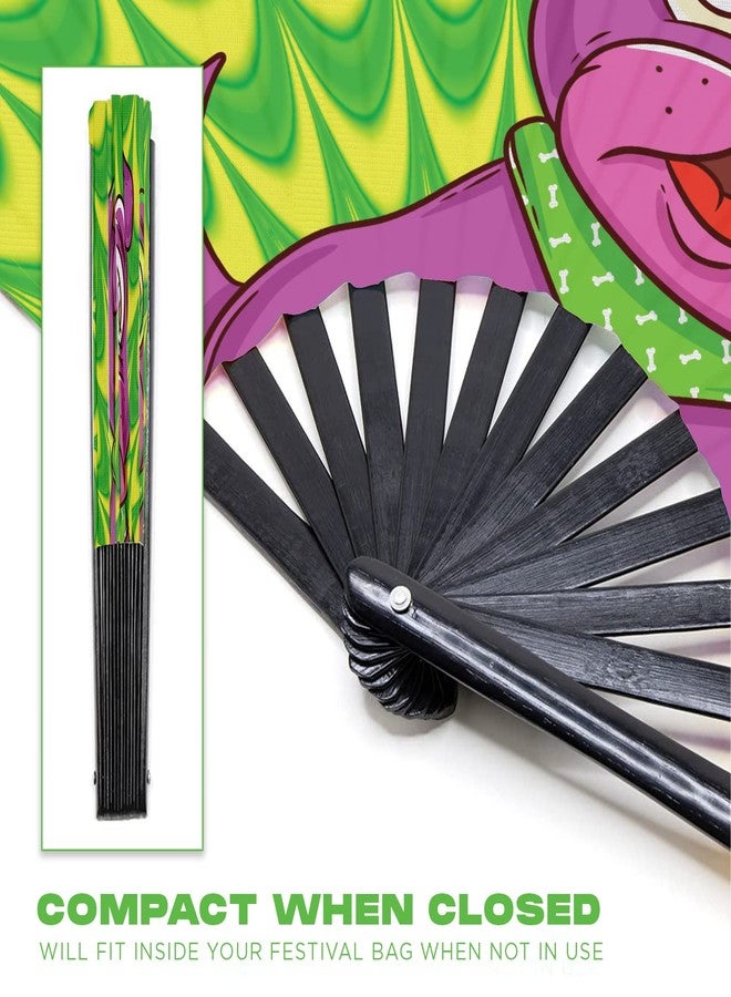 GloFX مروحة قابلة للطي كبيرة من GloFX بتصميم كلب مبهج - مستلزمات مهرجان الموسيقى، إكسسوارات ريف إيدي إم - Image 2