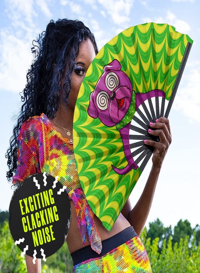 GloFX مروحة قابلة للطي كبيرة من GloFX بتصميم كلب مبهج - مستلزمات مهرجان الموسيقى، إكسسوارات ريف إيدي إم - Image 5