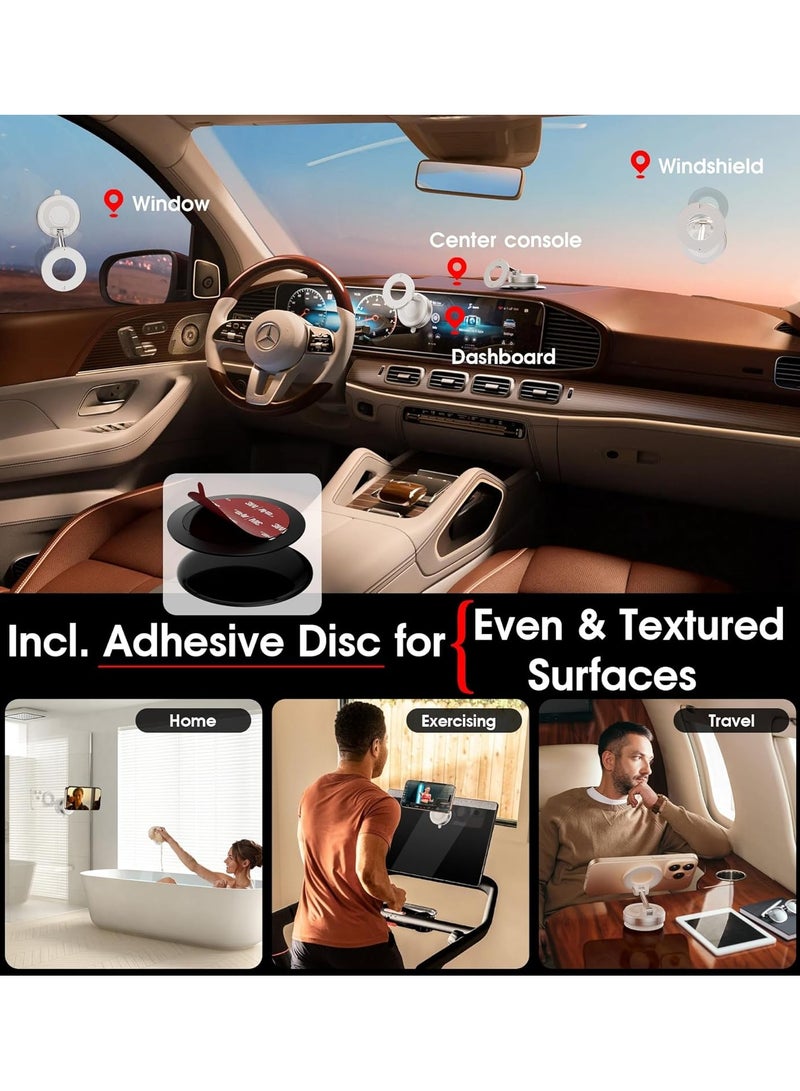 MORTICO 2025 MORTICO Vacuum Magnetic Car Phone Holder 360° Reinforced 96LBS Ultra Suction Cup Phone Mount for MagSafe Cell Phone Holders for Your Car/Gym/Mirror Mount for iPhone & Android - Image 2