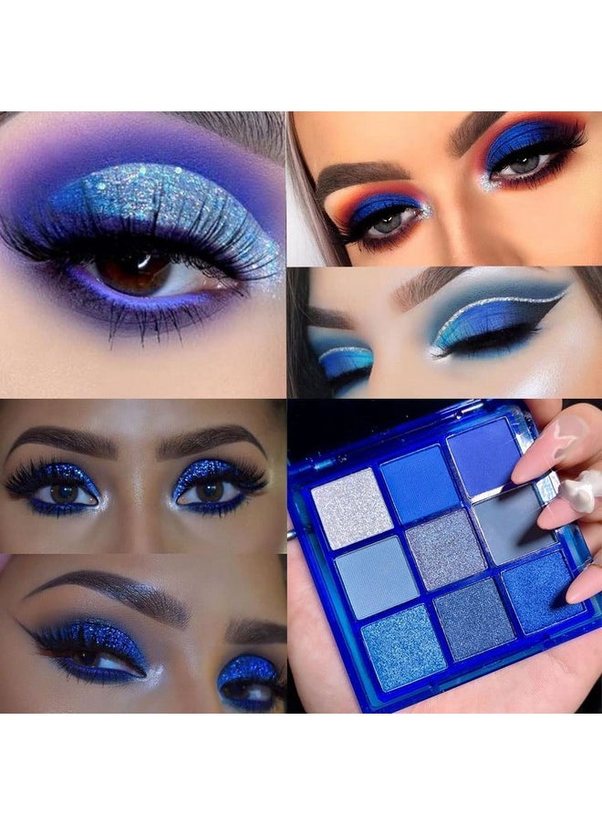 AMY'S DIARY - Blue Eyeshadow Palette Glitter Eye Shadow Makeup,Navy Blue Eyeshadow Shiny Sparkle Shimmer Glitter Blue Eyeshadow Waterproof Pallete,Royal Blue Glitter Blue Eye Eyeshadow Make Up - Image 1