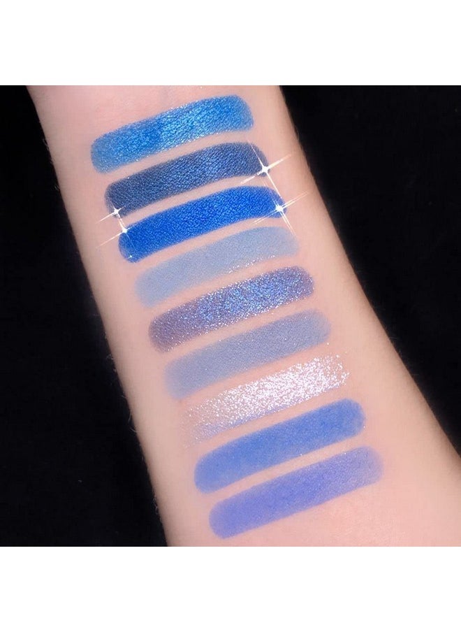 AMY'S DIARY - Blue Eyeshadow Palette Glitter Eye Shadow Makeup,Navy Blue Eyeshadow Shiny Sparkle Shimmer Glitter Blue Eyeshadow Waterproof Pallete,Royal Blue Glitter Blue Eye Eyeshadow Make Up - Image 1