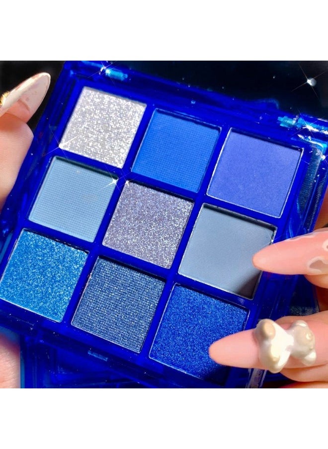 AMY'S DIARY - Blue Eyeshadow Palette Glitter Eye Shadow Makeup,Navy Blue Eyeshadow Shiny Sparkle Shimmer Glitter Blue Eyeshadow Waterproof Pallete,Royal Blue Glitter Blue Eye Eyeshadow Make Up - Image 1