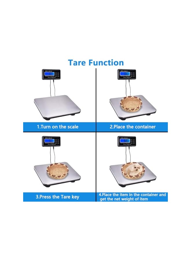 promass Shipping Scale Digital Postal Scale 300KG Load Electronic Stainless Steel Platform Scale Industry Weighing Scale with LCD Display/Tare/Hold/4 Modes for Package Luggage Post Office Warehouse - Image 3
