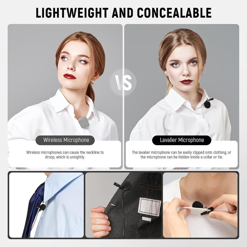 Neewer 2 Pack Lavalier Lapel Microphone Compatible with Rode Wireless GO II Wireless Pro DJI Mic, 3.5mm TRS Omnidirectional Condenser Wired Clip On Lav Mic for YouTube Live Stream, CM5 - Image 5