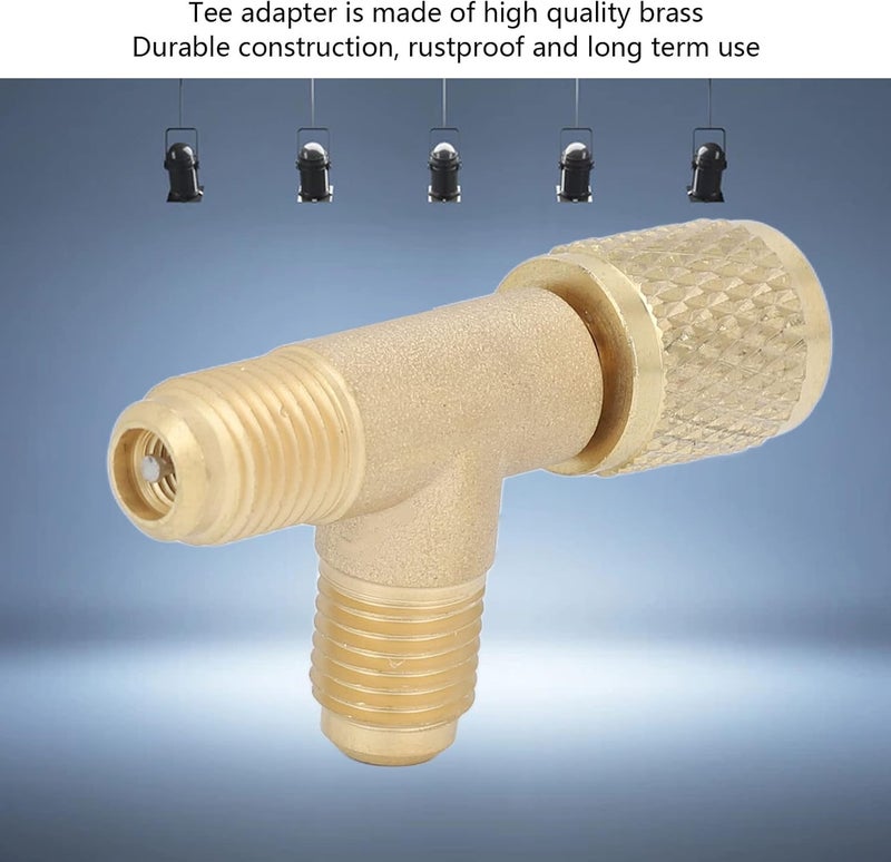 klarako Quick Coupler Tee Adapter, 1/4 Inch Valves Core Quick Coupler Access Tee for R22 R12 R134 Gauge Deep Vacuum Pump - Image 2