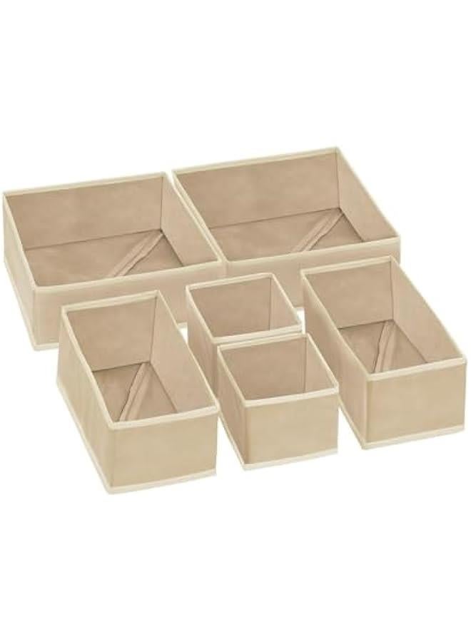 HOOKOR Set of 6 Foldable Clothes Drawer Organizers, Fabric Closet Dresser Drawers Organizers Dividers,Clothing Storage Organizers Box for Underwear, Bras, Lingerie, Panties, Socks,shirt (Beige)  - Image 2