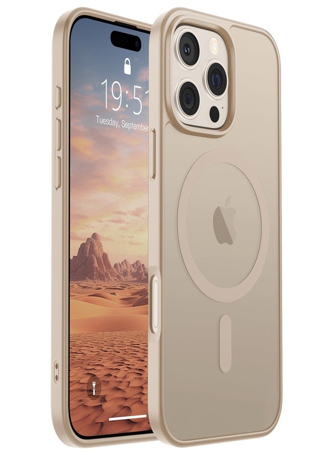 استلق جراب SUPFINE المغناطيسي لهاتف iPhone 16 Pro (متوافق مع MagSafe) (حماية فائقة ضد السقوط بمعايير عسكرية) جراب نحيف شفاف غير لامع مقاوم للصدمات ومضاد لبصمات الأصابع، لون ذهبي صحراوي - Image 1
