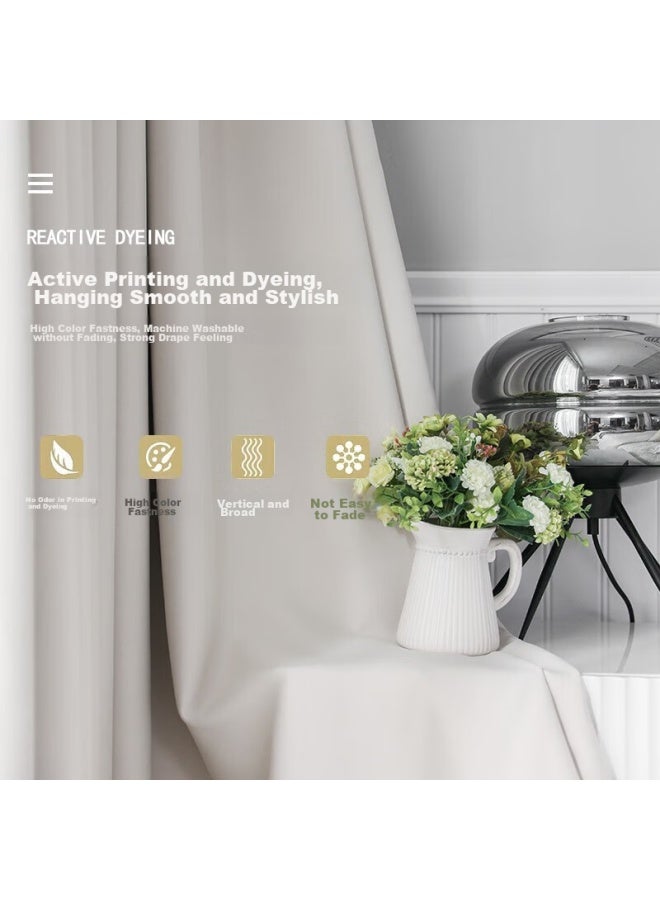 Mingju Fabric Curtains, Black Beini Ni Hook-style Blackout Curtains, Finished Curtains, 2.5 Meters Wide * 2.4 Meters High, 1 Piece - Image 4