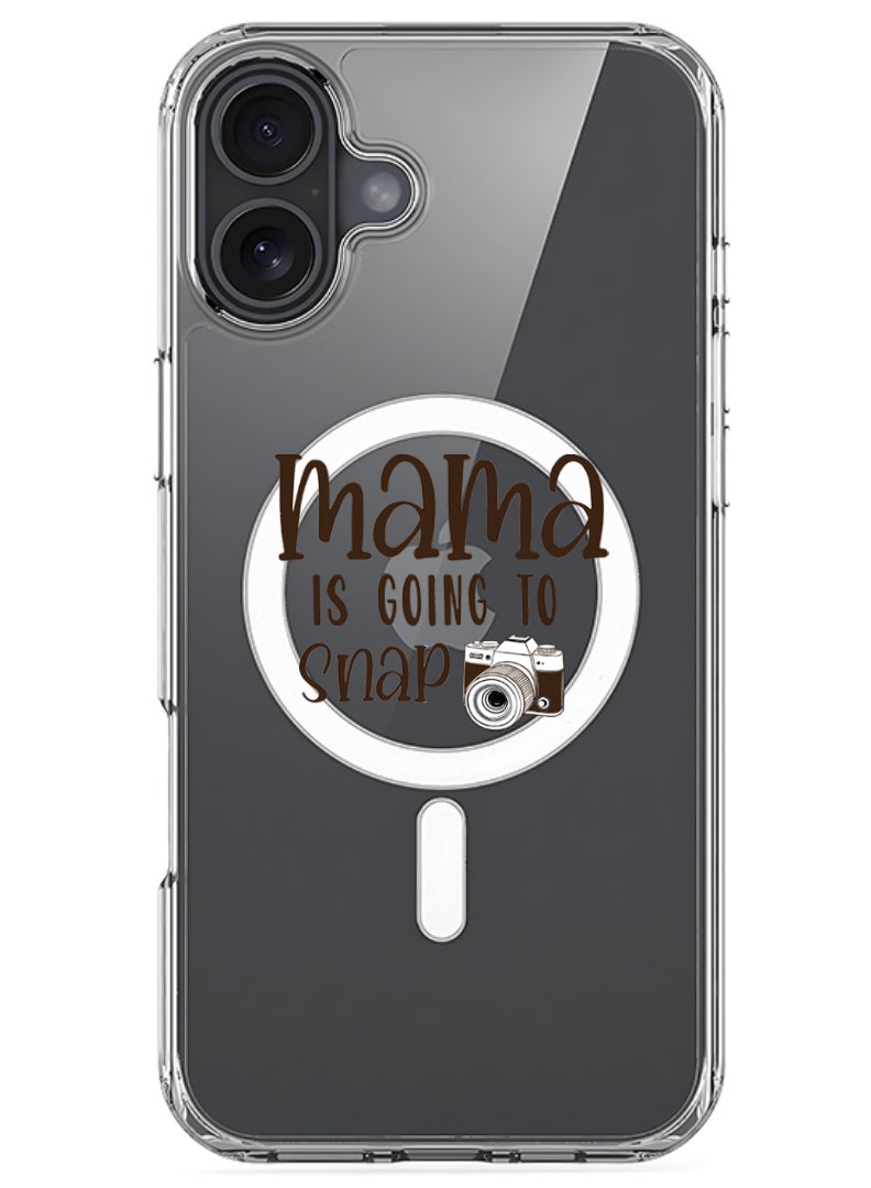Theodor iPhone 16 Magsafe Magnetic Case Compatible with Wireless Charging, Shockproof Phone Bumper Cover - Mama is going to snap black - Image 1