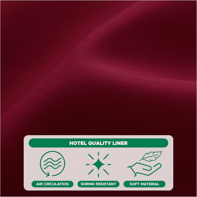 Biscaynebay Quality Fabric Shower Curtain Liners 72 Inch by 72 Inch, Burgundy Water Resistant Bathroom Curtains Rust Resistant Grommets & Weighted Bottom Hem Machine Washable - Image 5