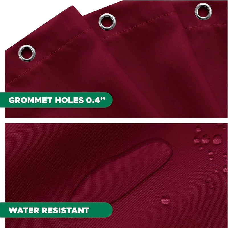 Biscaynebay Quality Fabric Shower Curtain Liners 72 Inch by 72 Inch, Burgundy Water Resistant Bathroom Curtains Rust Resistant Grommets & Weighted Bottom Hem Machine Washable - Image 3