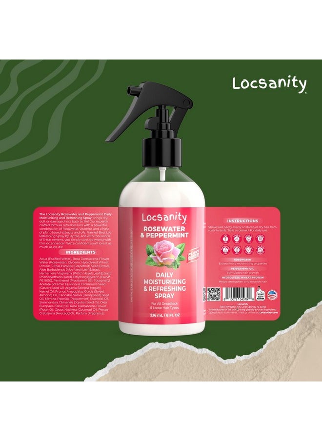 Locsanity - Locsanity Daily Moisturizing Refreshing Spray for Locs, Dreadlocks - Rose Water and Peppermint Hair Scalp Moisturizer, Dreadlock Spray - Natural Loc Care and Maintenance (8oz) - Image 1