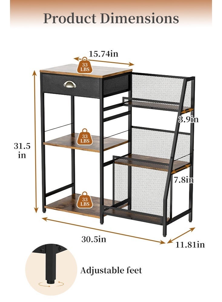 سولاكان خزانة مشروبات مستقلة بثلاثة مستويات مع درج | تخزين بار صغير على شكل درج للمشروبات | رف للمطبخ والمنزل - Image 2