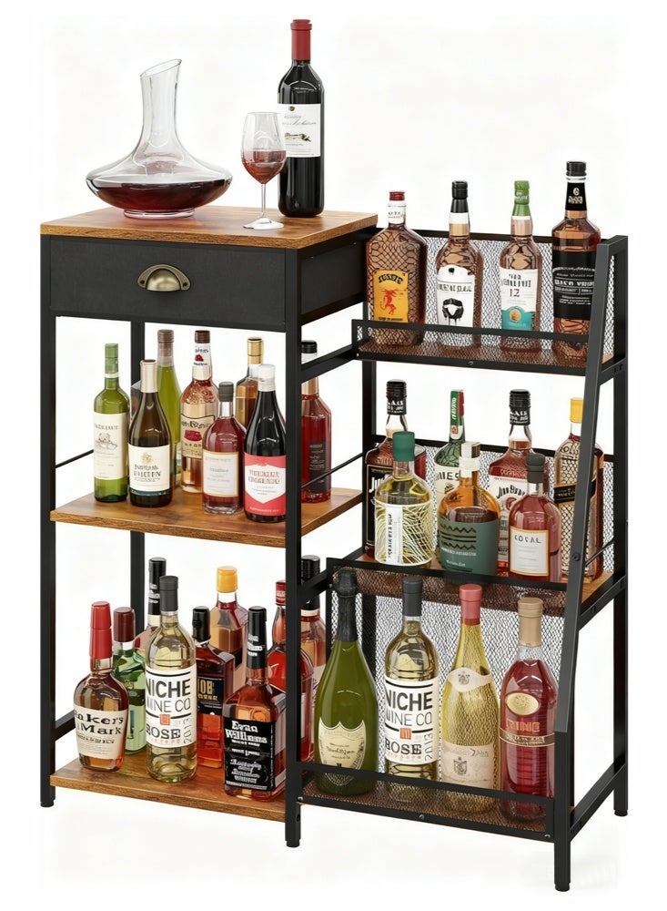 سولاكان خزانة مشروبات مستقلة بثلاثة مستويات مع درج | تخزين بار صغير على شكل درج للمشروبات | رف للمطبخ والمنزل - Image 1