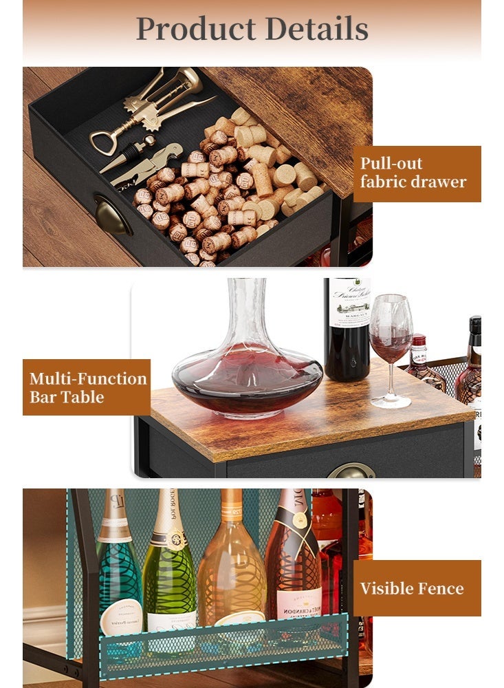 سولاكان خزانة مشروبات مستقلة بثلاثة مستويات مع درج | تخزين بار صغير على شكل درج للمشروبات | رف للمطبخ والمنزل - Image 4