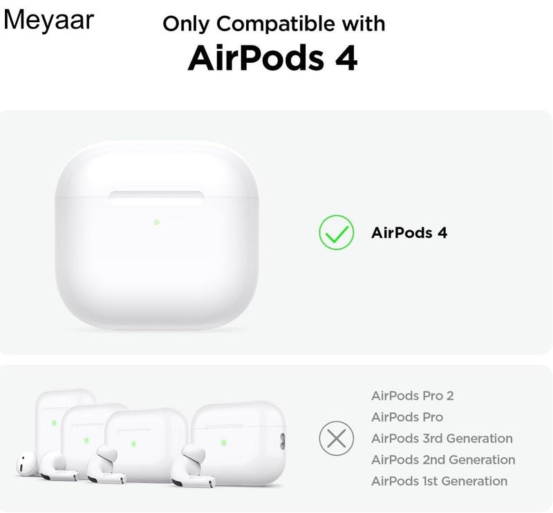 Meyaar Silicone Case for Apple Airpods 4 (2024) Cute Design for AirPods 4 with Active Noise Cancellation (ANC) with Keychain Shockproof Protective Case (Bull Dog (Red)) - Image 2