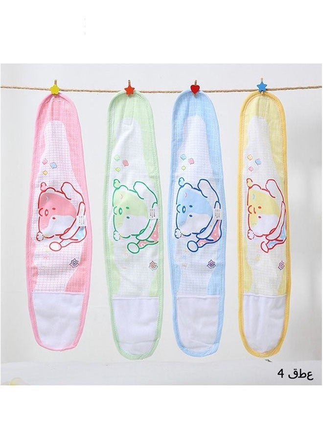 4 PcsBaby belly strap- Cartoon Baby Belly Band Infant Umbilical Hernia Belt Baby Belly Belt Newborn Infant Belly Wrap Newborn Belly Binder (Yellow Green Blue Pink) - Image 3