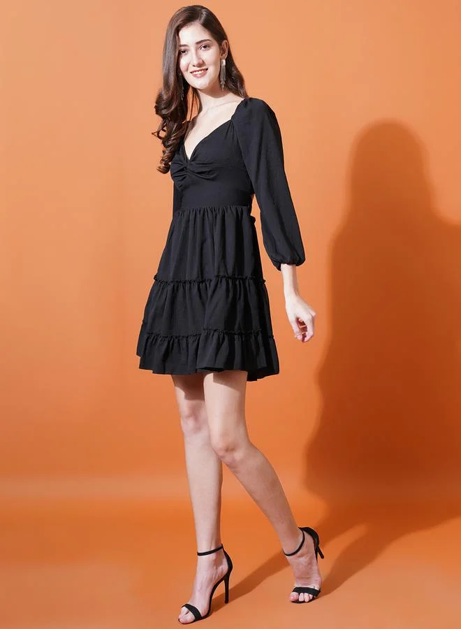 U&F Sweetheart Neck Skater Mini Dress with Cut-Out Back by Styli