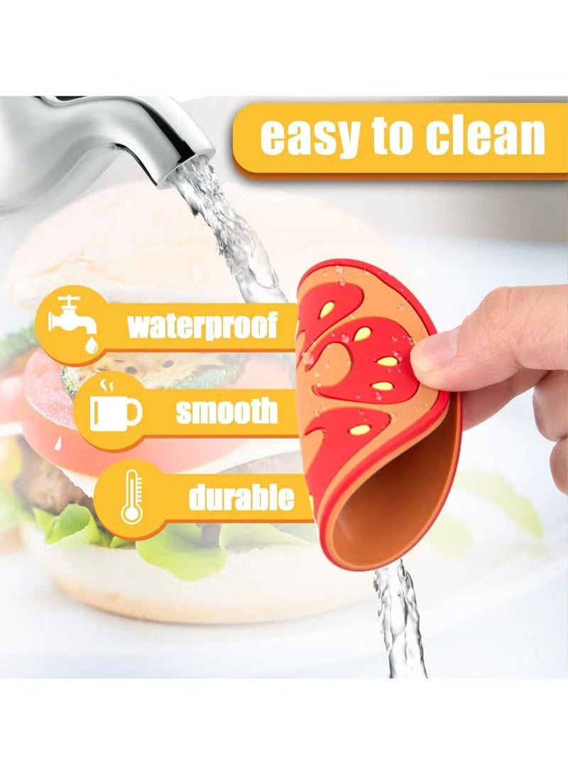 Hamburger Novelty Beverage Coasters Set 8 Coasters in One  Silicone Coffee Coasters for Drinks Non-Slip PVC Table Coasters Tabletop Protection Mat for Any Occasion  - Image 3