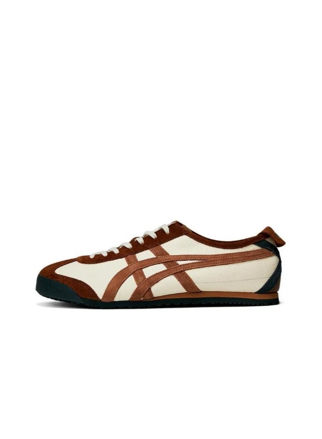 TIGER Onitsuka Tiger Mexico 66 Leather and Suede Sneakers in Cream and Brown Size39