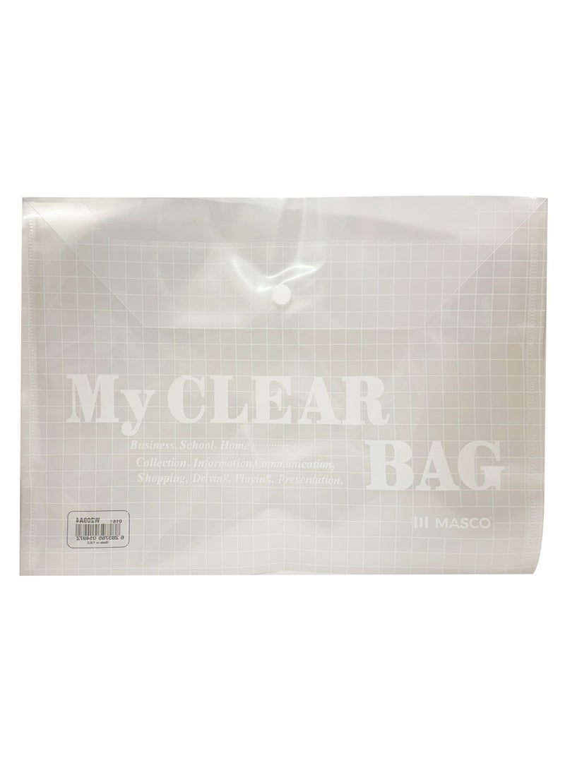 MASCO حقيبة مستندات شفافة مع زر ضغط، عبوة من 12 - Image 1
