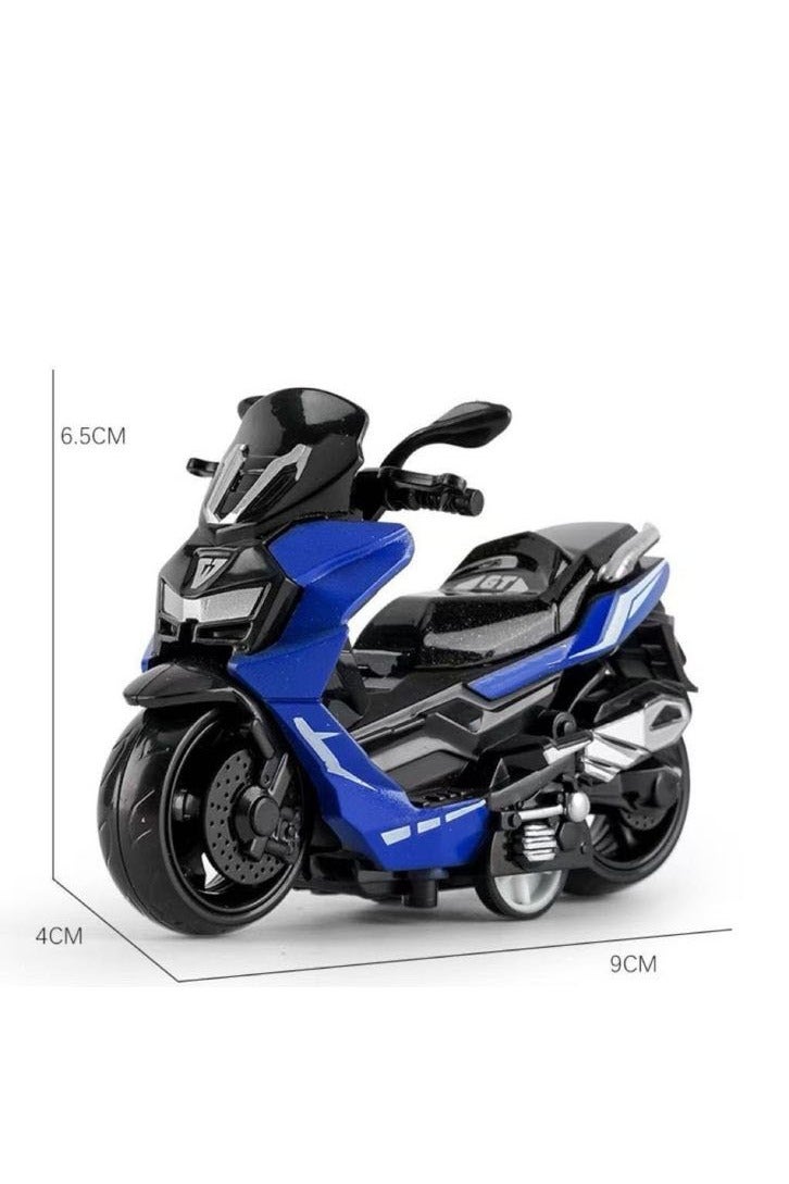 HALAMODO 2-Piece 1:36 Scale Alloy Motorcycle Model Set ,  Blue And Purple Scooter, Pull-Back Toy Vehicle, Model Vehicle for Kids Boy Girl Gift , Collectible Display ,Blue/Purple 9 cm*6.5 cm*4 cm - Image 1