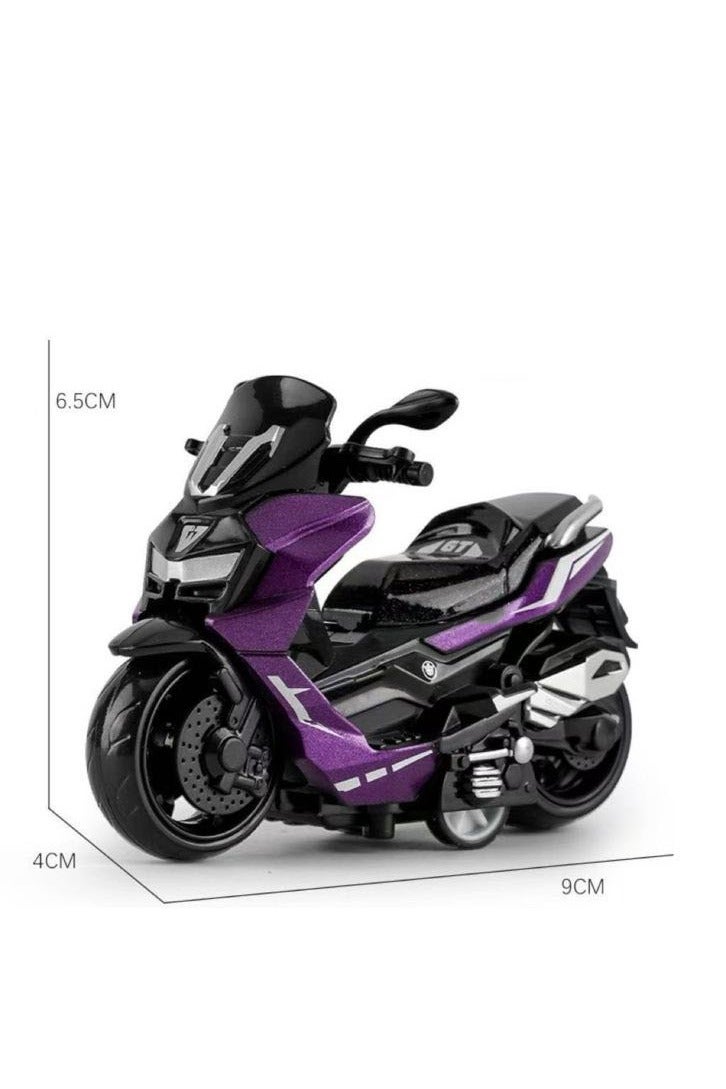 HALAMODO 2-Piece 1:36 Scale Alloy Motorcycle Model Set ,  Blue And Purple Scooter, Pull-Back Toy Vehicle, Model Vehicle for Kids Boy Girl Gift , Collectible Display ,Blue/Purple 9 cm*6.5 cm*4 cm - Image 2
