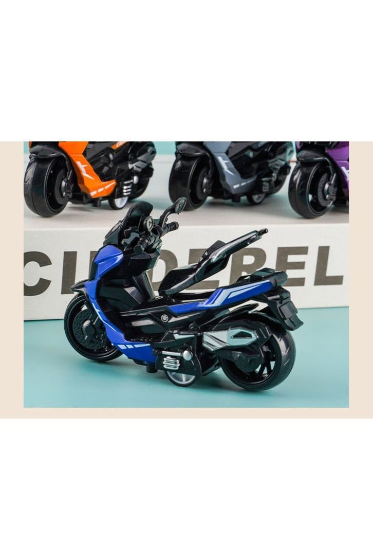 HALAMODO 2-Piece 1:36 Scale Alloy Motorcycle Model Set ,  Blue And Purple Scooter, Pull-Back Toy Vehicle, Model Vehicle for Kids Boy Girl Gift , Collectible Display ,Blue/Purple 9 cm*6.5 cm*4 cm - Image 3