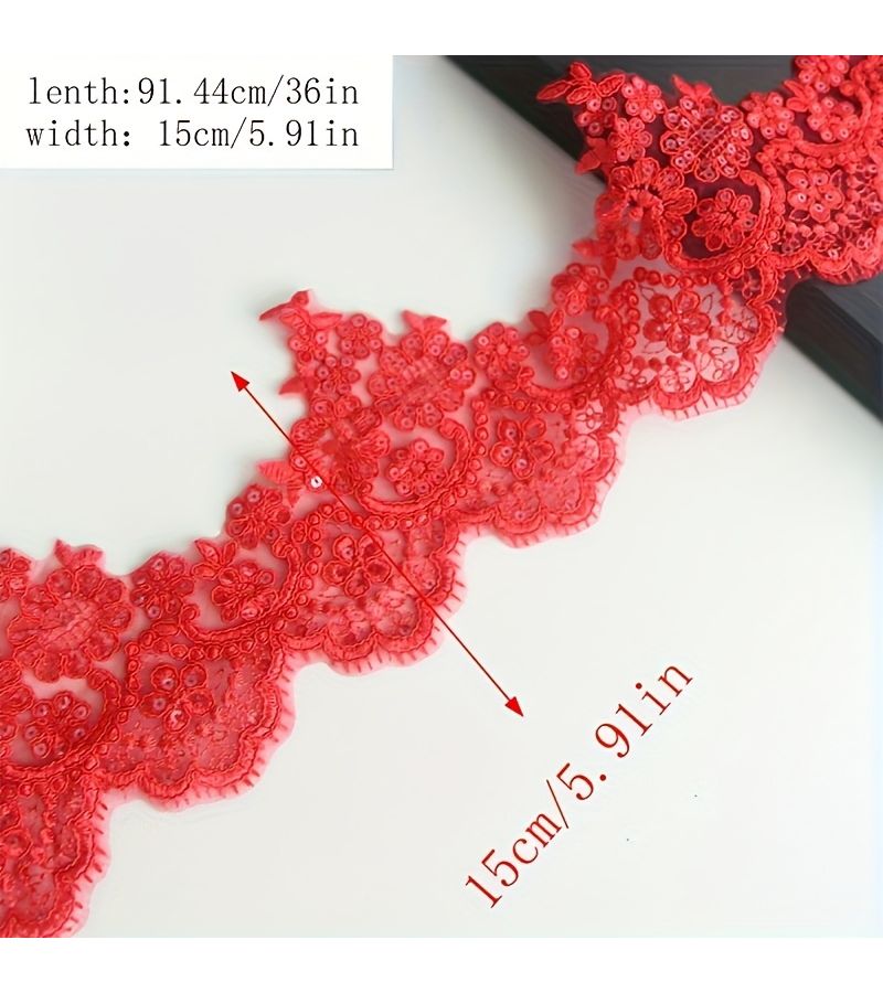 Multicolor Embroidered Lace Dress Fabric DIY Home Textile Accessories Dark Green 1 Yard - Image 3