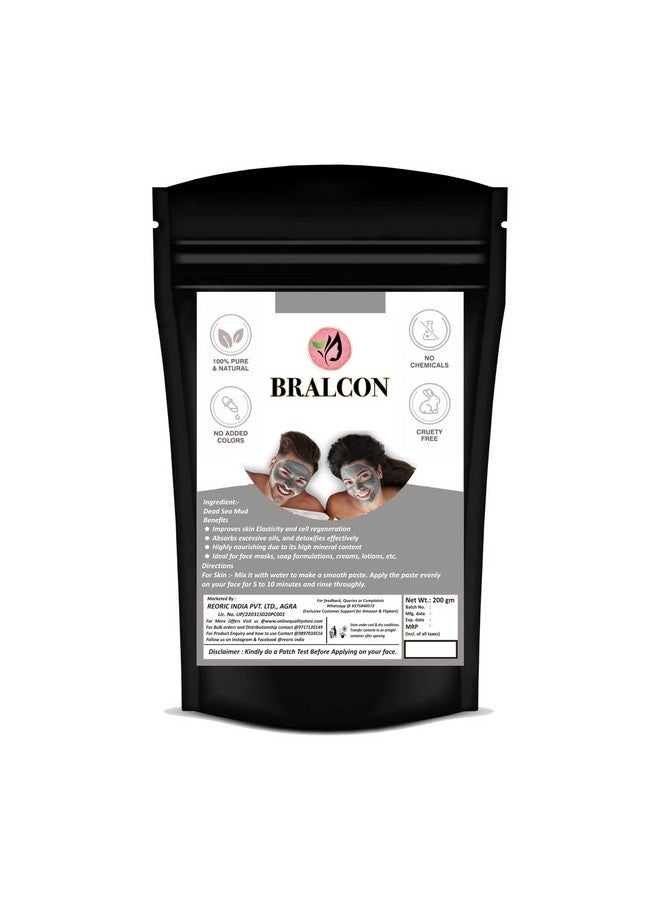 BRALCON Dead Sea Mud Powder - 200g for Face, Body & Hair | 100% Natural Dead Sea Mud Mask for Face | Face Mask| Dead Sea Mud Revitalizing, Exfoliating Powder Face Pack - Image 3