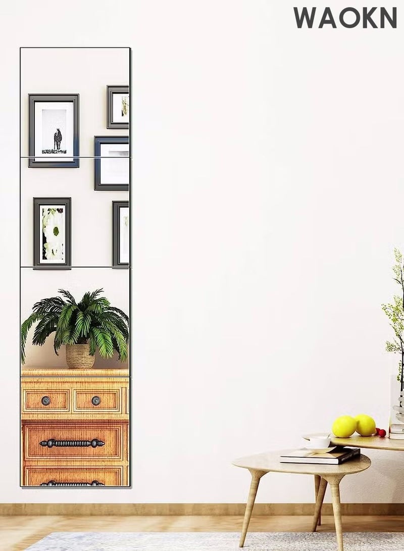 WAOKN 3D Mirror Wall Sticker Tiles,Frameless Wall Mounted Mirror Set Make Up Mirror Non-Breakable Acrylic Full Length Wall Mirror Tiles,30cm x 4Pcs Flexible Plastic Mirror,Full Body Mirror Tiles For Bedroom,Home Gym,Home Wall Decor - Image 2