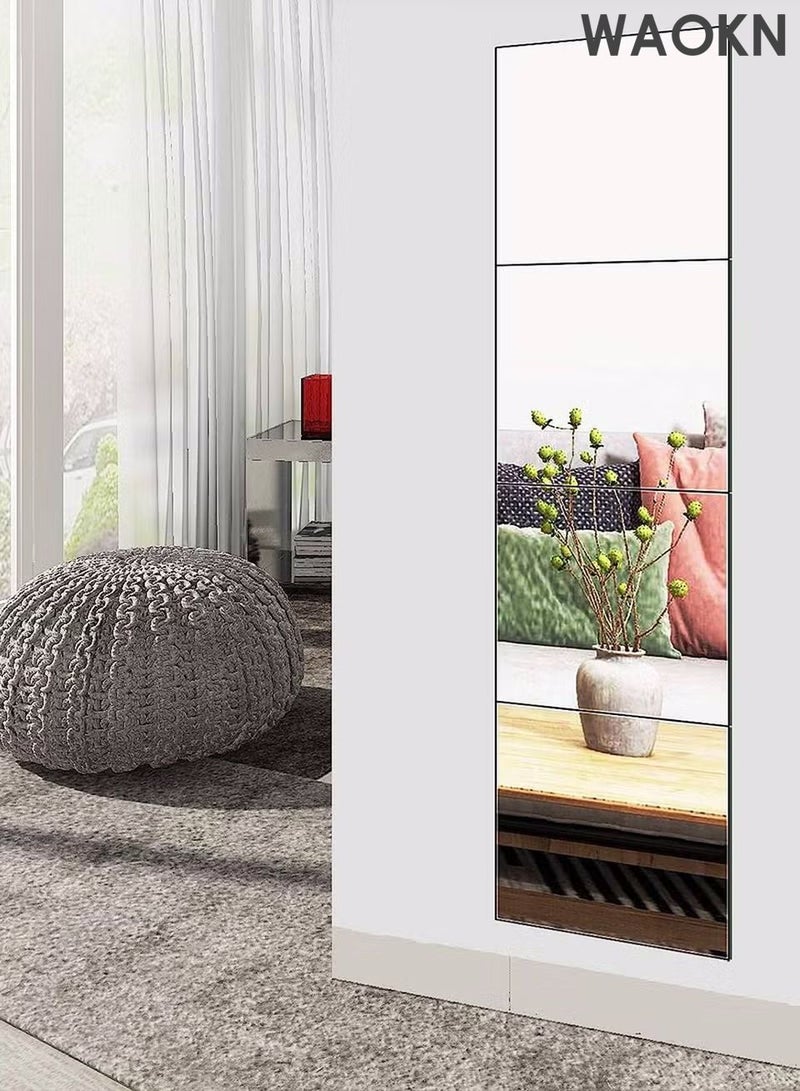 WAOKN 3D Mirror Wall Sticker Tiles,Frameless Wall Mounted Mirror Set Make Up Mirror Non-Breakable Acrylic Full Length Wall Mirror Tiles,30cm x 4Pcs Flexible Plastic Mirror,Full Body Mirror Tiles For Bedroom,Home Gym,Home Wall Decor - Image 3