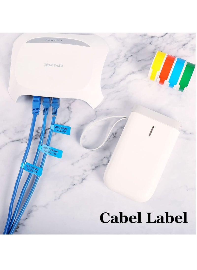 Excefore D11 Cable Labels,  65Pcs Waterproof Wire Cord Labels Tags Stickers Tear Resistant Flexible Computer Color Markers Identification Tape-Black Print on White Paper  - Image 4
