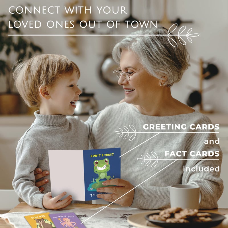 Hat Acrobat Thinking of You Cards with Envelopes - 20 Uniquely Designed Just Because Cards with Fact Cards to Send to Stay in Touch with Family, Friends, Colleagues, Students (40) - Image 3