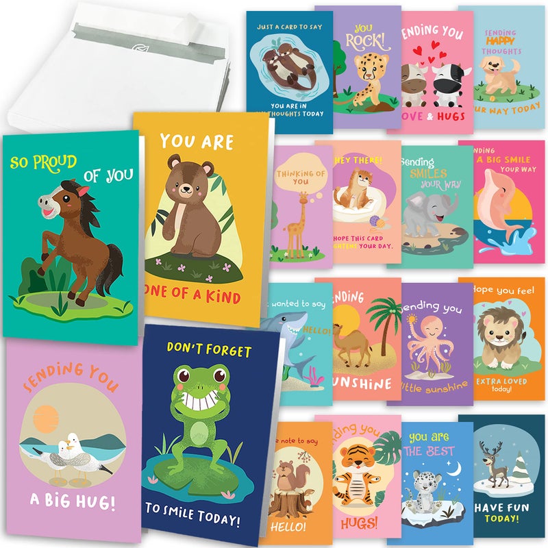 Hat Acrobat Thinking of You Cards with Envelopes - 20 Uniquely Designed Just Because Cards with Fact Cards to Send to Stay in Touch with Family, Friends, Colleagues, Students (40) - Image 1