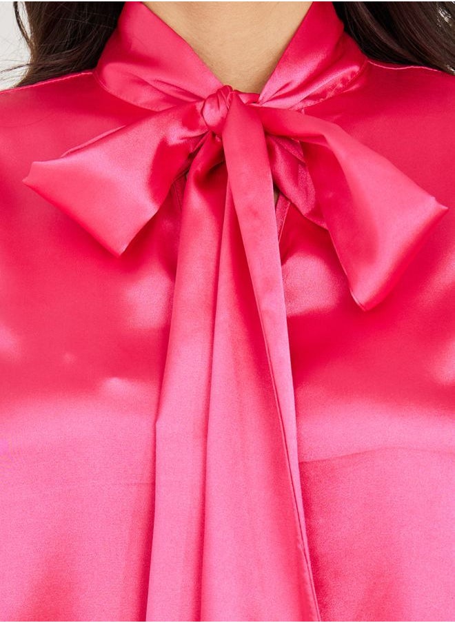 Styli - High Neck Satin Longline Tunic - Image 1