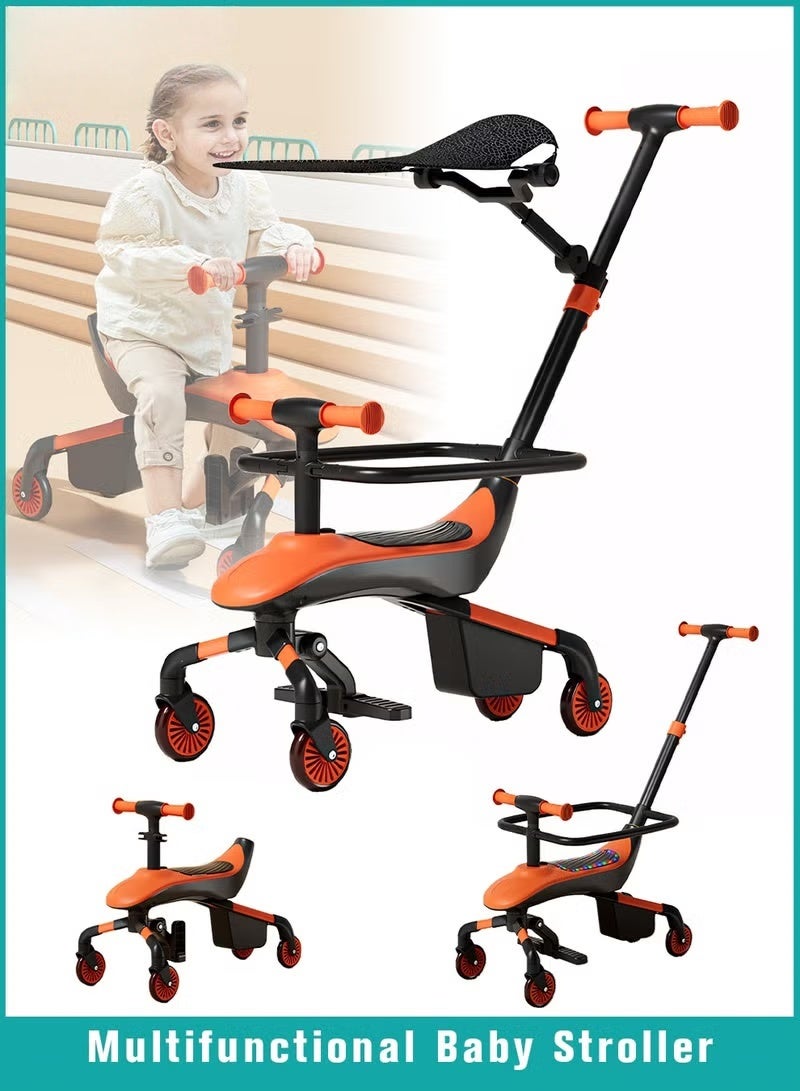 2 In 1 Baby Stroller  Ride on Car With a Push Handle for Kids, Toddler Balance Bike, Kids Walking Bicycle With 4 Silence Wheels, Light And Music - Image 1