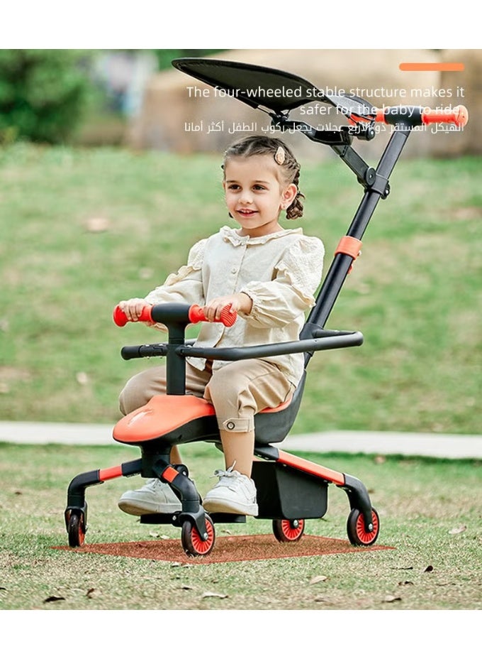2 In 1 Baby Stroller  Ride on Car With a Push Handle for Kids, Toddler Balance Bike, Kids Walking Bicycle With 4 Silence Wheels, Light And Music - Image 4