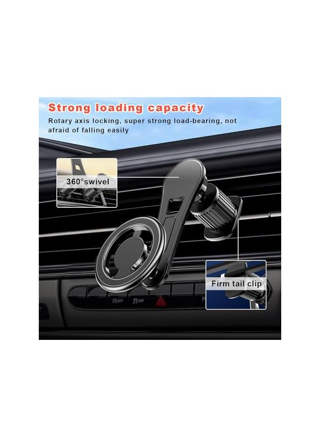 S-TOP Car Phone Holder, Compatible for Car Mount for iPhone Mobile Holder for car, Car Vent 360° Rotation Magnetic Car Mount for All Smart Phones (Silver) - Image 3