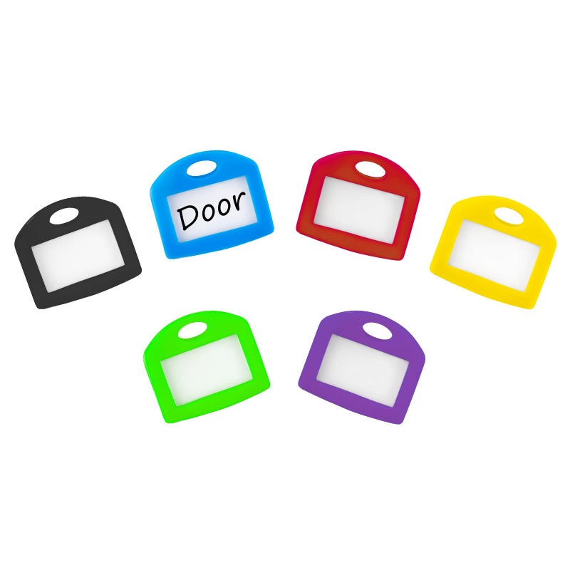 Uniclife 12 Pcs Key Covers Caps 1 Inch Key Covers Protectors with Blank Paper Labels and Clear Windows Soft Key Identifiers for Standard Regular Thin Flat House Keys (Not for Odd-Shaped), 6 Colors - Image 1