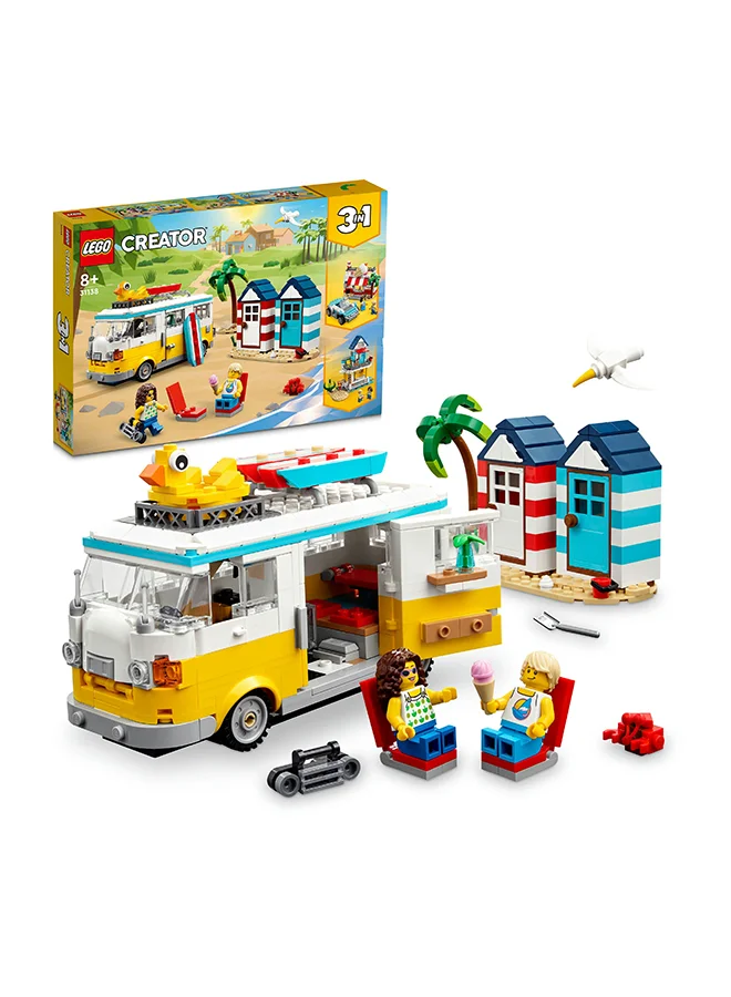 ليغو Creator Beach Camper Van 31138 Building Toy Set With Beach Huts, A Summerhouse And An Ice-Cream Shop; Playset For Kids Aged 8+ Who Love Creating Action-Packed Stories (556 Pieces)