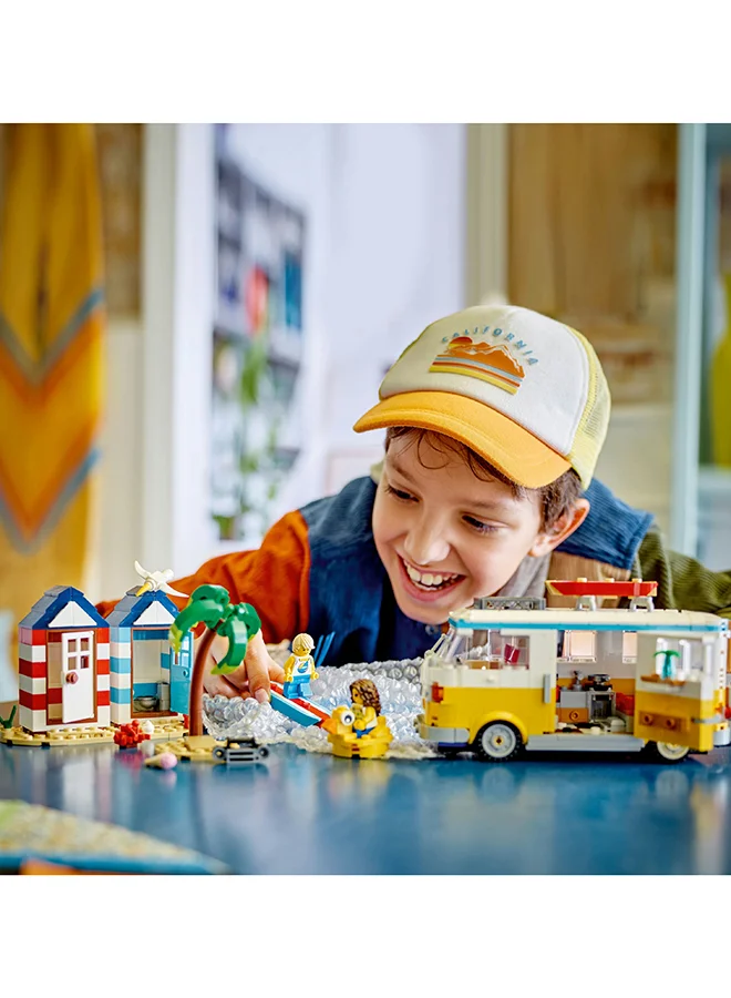 ليغو Creator Beach Camper Van 31138 Building Toy Set With Beach Huts, A Summerhouse And An Ice-Cream Shop; Playset For Kids Aged 8+ Who Love Creating Action-Packed Stories (556 Pieces)