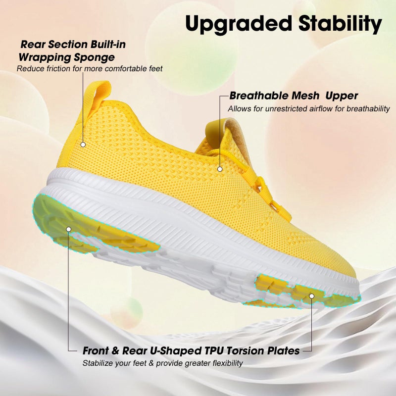 ZOVE Wide Toe Box Shoes Women Extra Wide Width Sneakers Ultra Light Road Running Shoes Non-Slip Tennis Sneakers Breathable Walking Athletic 8803 Yellow 37 - Image 5