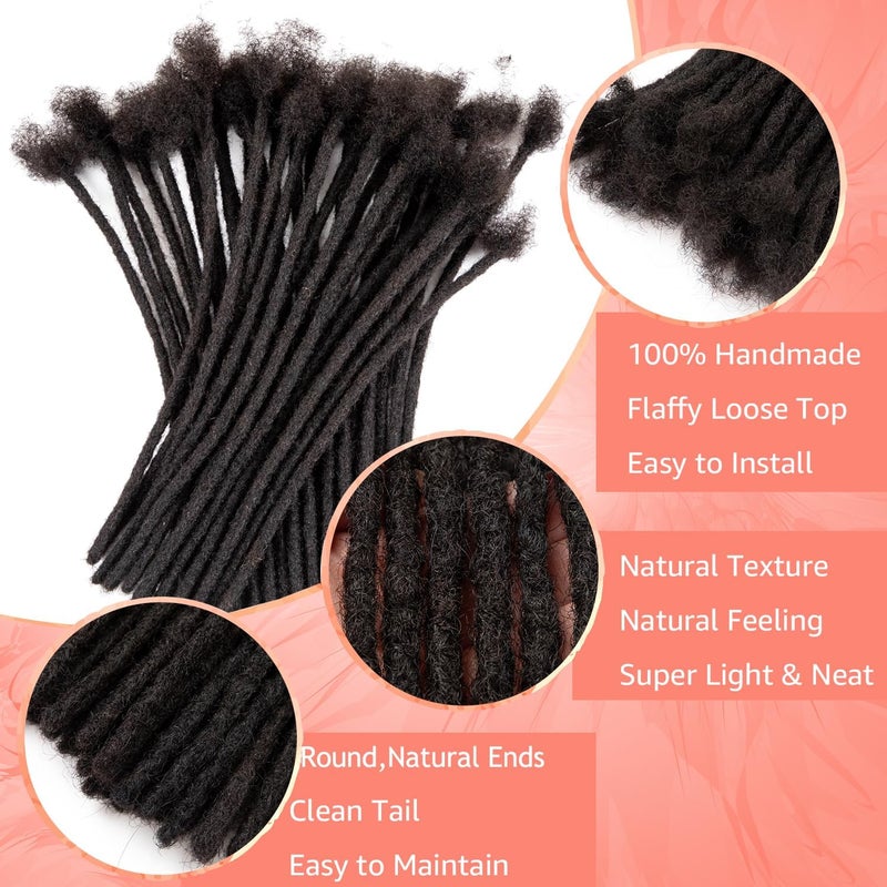 JIAJIA Teresa Dreadlock Extensions Real Human Hair 12 Inch 0.6cm Width Loc Extensions Human Hair 20 Strands Full Hand-made Permanent Locs Extensions for Men/Women/Kids Can Be Dyed and Bleached - Image 2